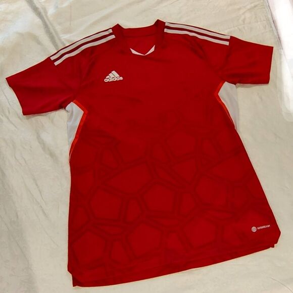 Adidas Men's Bold Red Soccer Jersey Sports Sz Medium - Picture 14 of 14